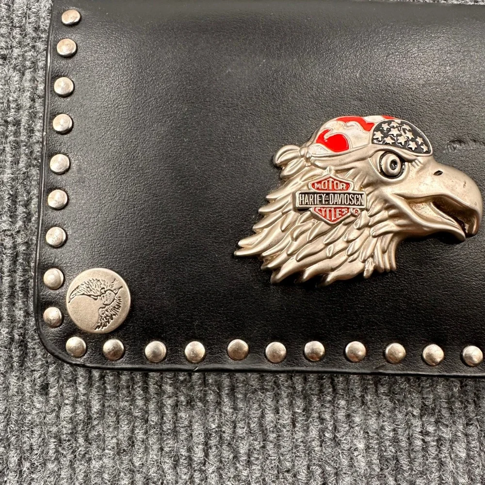 Harley Davidson Trucker Wallet Studded Eagle Biker Black 90s Casual READ